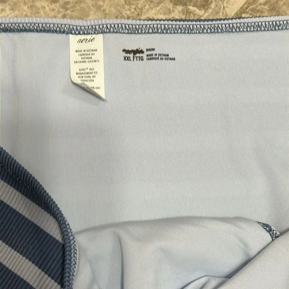 Aerie Women's Ribbed Blue Striped XXL Swim Bottoms NWOT